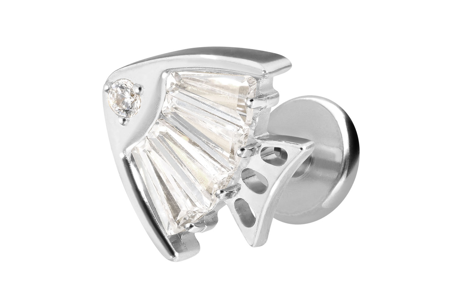 Titan Labret Piercing mit Innengewinde KRISTALLFISCH